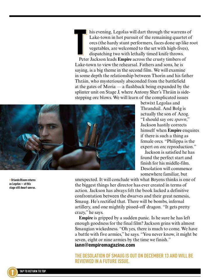 The Hobbit: The Desolation of Smaug - Empire Magazine (Aug 2013)