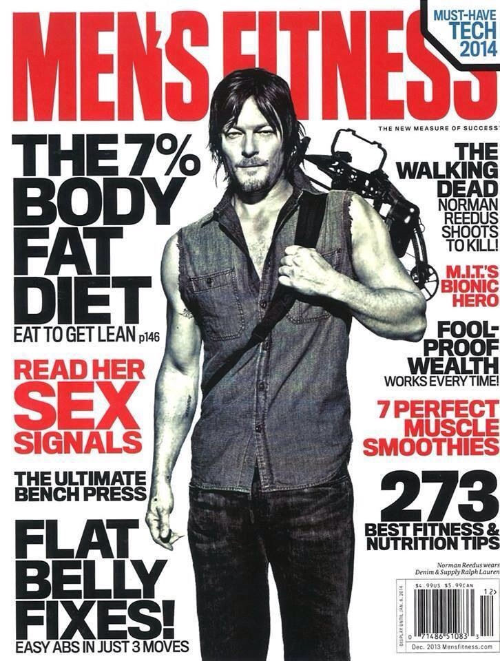 Norman Reedus como Daryl Dixon en la portada de Men's Fitness Magazine (Diciembre 2013)