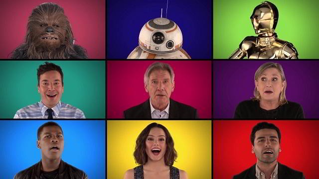 Elenco de Star Wars cantando con Jimmy Fallon y The Roots