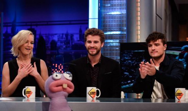 Jennifer Lawrence, Liam Hemsworth y Josh Hutcherson en El Hormiguero (Noviembre 2015)