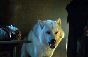 Jon Snow y Ghost en Game of Thrones 6x01 The Red Woman