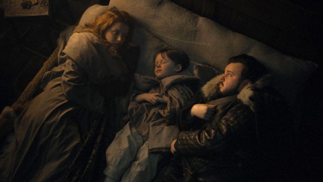 Gilly, Samwell y su hijo en Game of Thrones 8x02