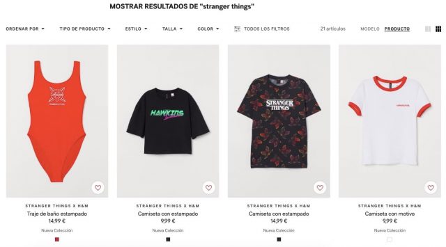 Colección de Stranger Things en la tienda web de H&M España
