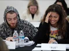 Angus Cloud y Zendaya en la lectura del guión de la segunda temporada de Euphoria