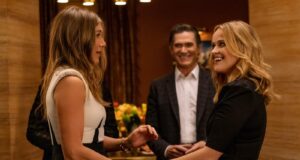 Jennifer Aniston (Alex), Billy Crudup (Cory) y Reese Witherspoon (Bradley) en The Morning Show