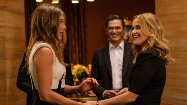 Jennifer Aniston (Alex), Billy Crudup (Cory) y Reese Witherspoon (Bradley) en The Morning Show