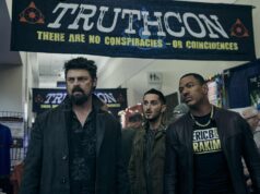 Karl Urban como Billy Butcher, Laz Alonso como Marvin (MM) y Tomer Capon como Frenchie en The Boys 4x02