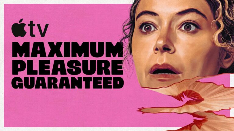 Tatiana Maslany como Paula, en el afiche de la serie Maximum Pleasure Guaranteed de Apple TV