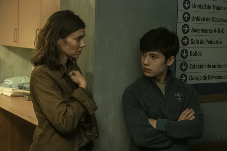 Maggie (Lauren Cohan) y Hershel Rhee (Logan Kim) en The Walking Dead: Dead City 3.02