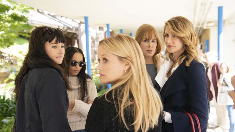 Las Cinco de Monterey en Big Little Lies: Jane (Shailene Woodley), Bonnie (Zoë Kravitz), Madeline (Reese Witherspoon), Celeste (Nicole Kidman) y Renata (Laura Dern)
