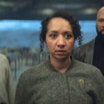 Rebecca Ferguson como Juliette Nichols, Alexandria Riley como Camille Sims y Common como Robert Sims en Silo 3x10 (Final de Temporada)